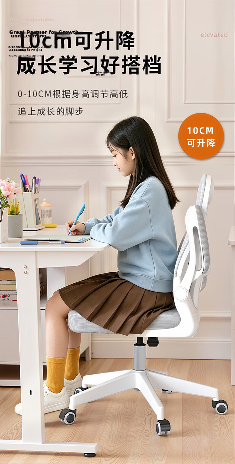 Quanpinwu Computer Chair, Study Chair, Office Chair, Ergonomic Chair, Student Chair, Lumbar Support Chair, Swivel Chair, Gaming Chair, Height Adjustable 3