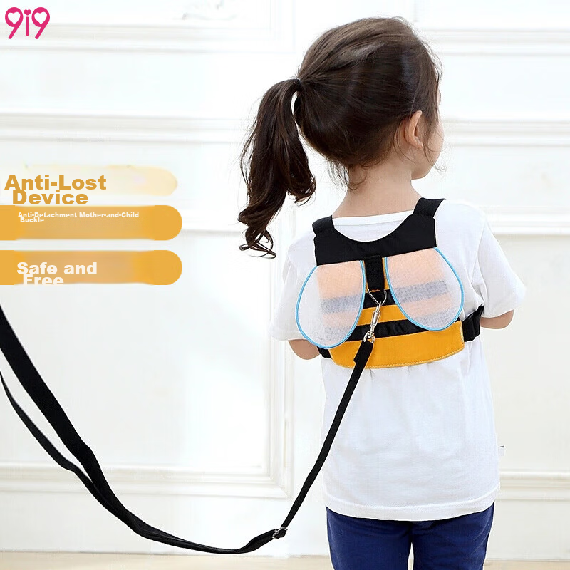 9i9 Baby Anti-Lost Leash Toddler Child Safety Walking Harness with Anti-Lost Safety Wristband Bee Design 0870