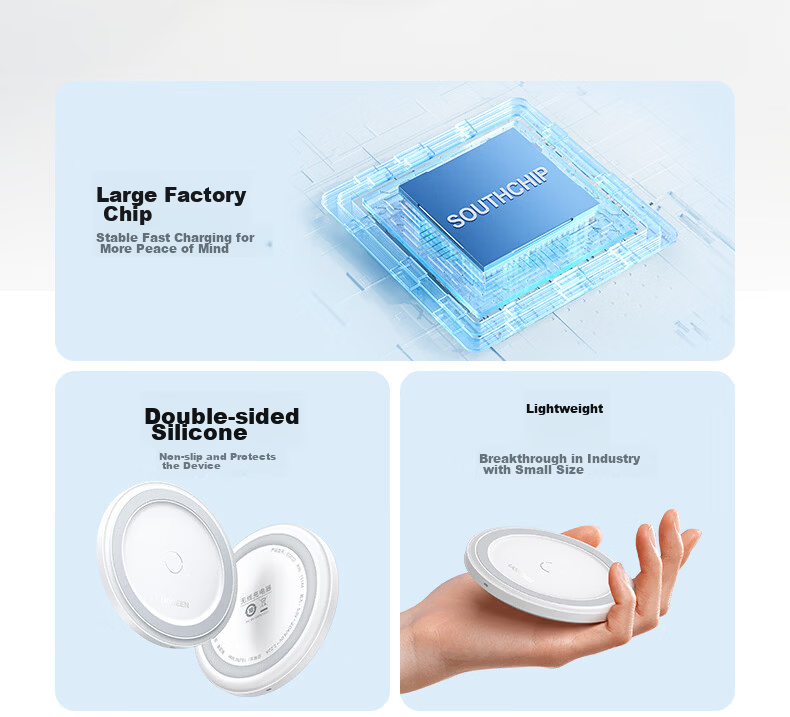 UGREEN Wireless Charging Stand for Apple iPhone 17/16/15/14/13 Pro Max/12/X/8P, Huawei Phones, Xiaomi Android 15W Desktop Charger with Earphone Holder 5