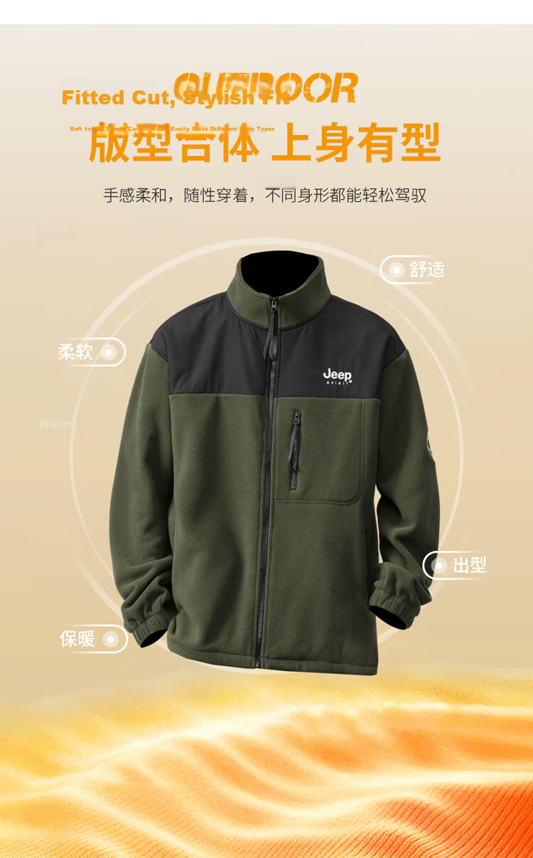 JEEP SPIRIT Men's Jacket, Autumn And Winter Sweatshirt, Men's Fleece Casual Cardigan, Fleece Clothing, Navy Blue, Size L 3