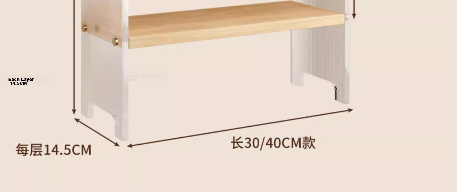 XIAOJIANGCAI Acrylic Desktop Storage Rack Double-Layer Bookshelf Multi-Layer Desk Organizer for Student Dormitory Office 40cm 15