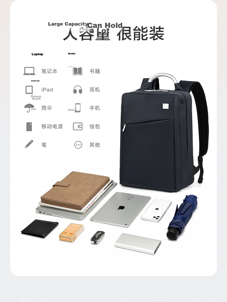 LEXON Lightweight Water-Resistant Backpack 14-inch Laptop Bag Men's Business Travel Commuter Small Backpack Gift 8