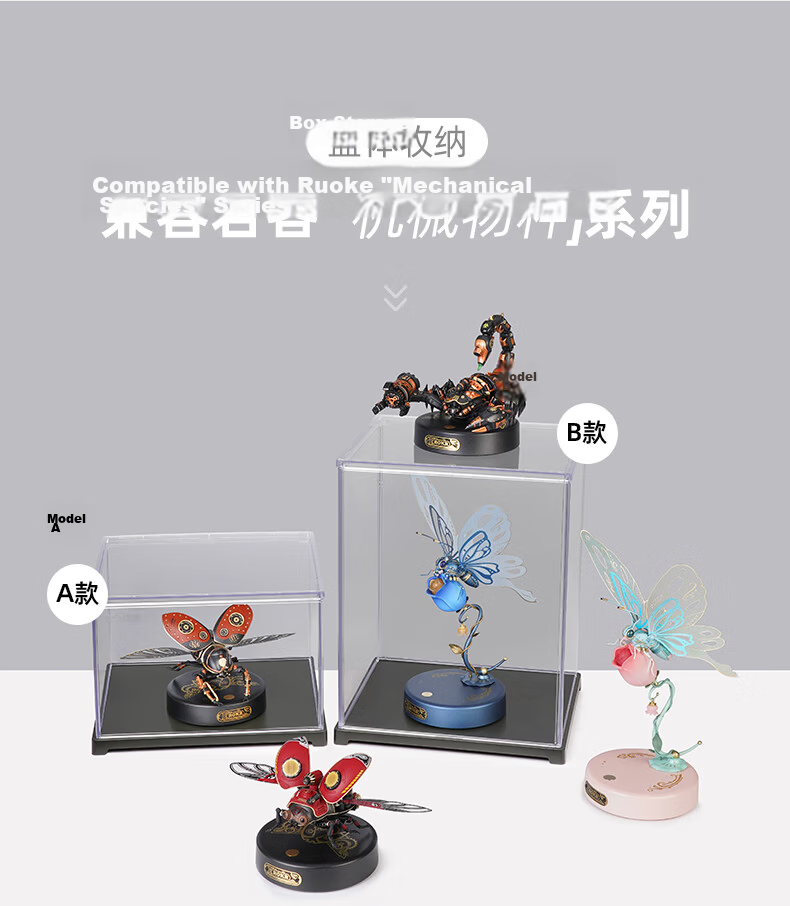 ROKR Butterfly Dust Cover, Building Block DIY Waterproof Dustproof High-Gloss Transparent Cover Display Box [Product Not Included] 2