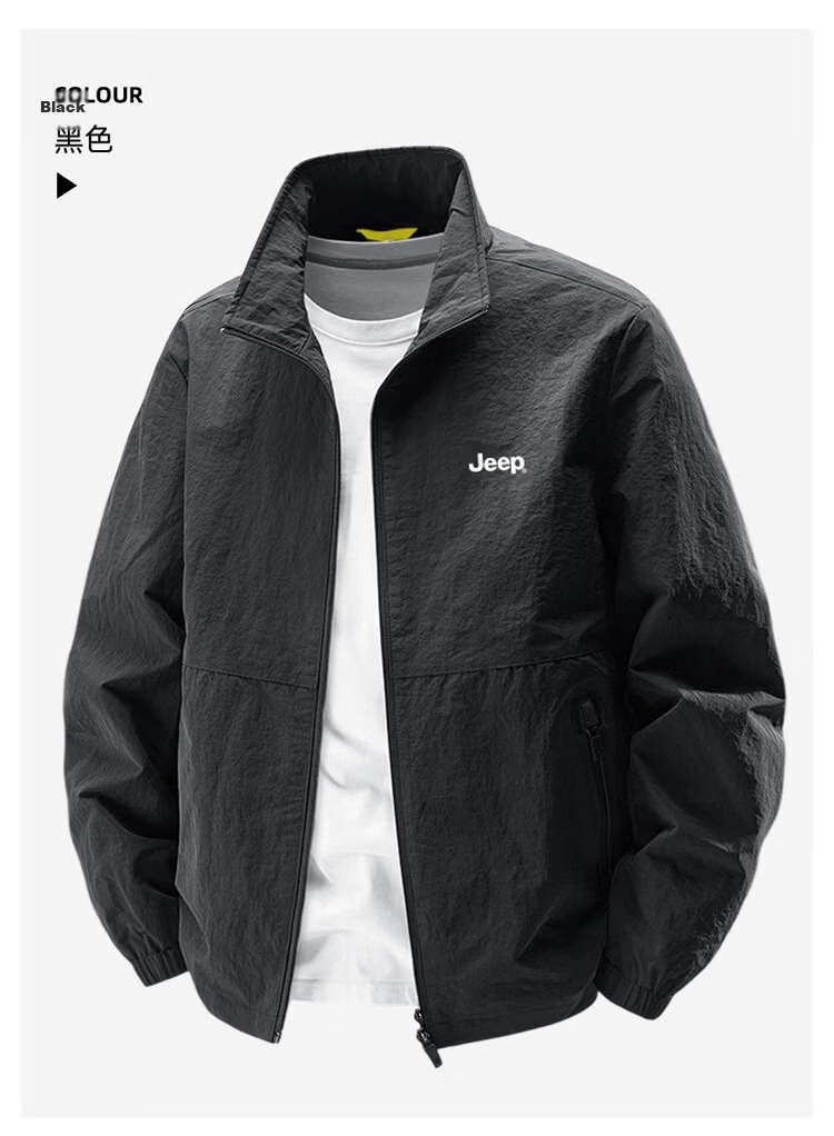 JEEP Men's Jacket Spring Autumn Lapel Business Casual Loose Workwear Black 4XL 13