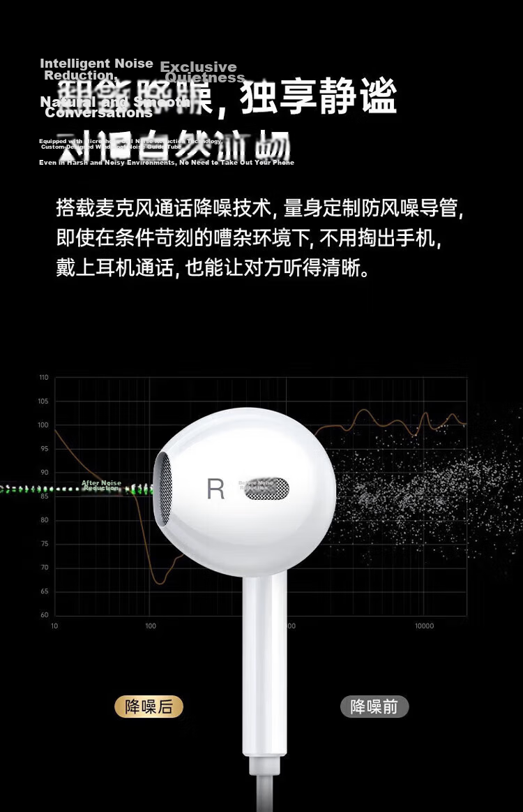 Huawei Original Type-C Wired Earphones for Mate70 Pro Mate60 Pro P60 P50 P40 P30 Nova 9 10 1180 90 100 Compatible with Apple 15 with Storage Bag 7
