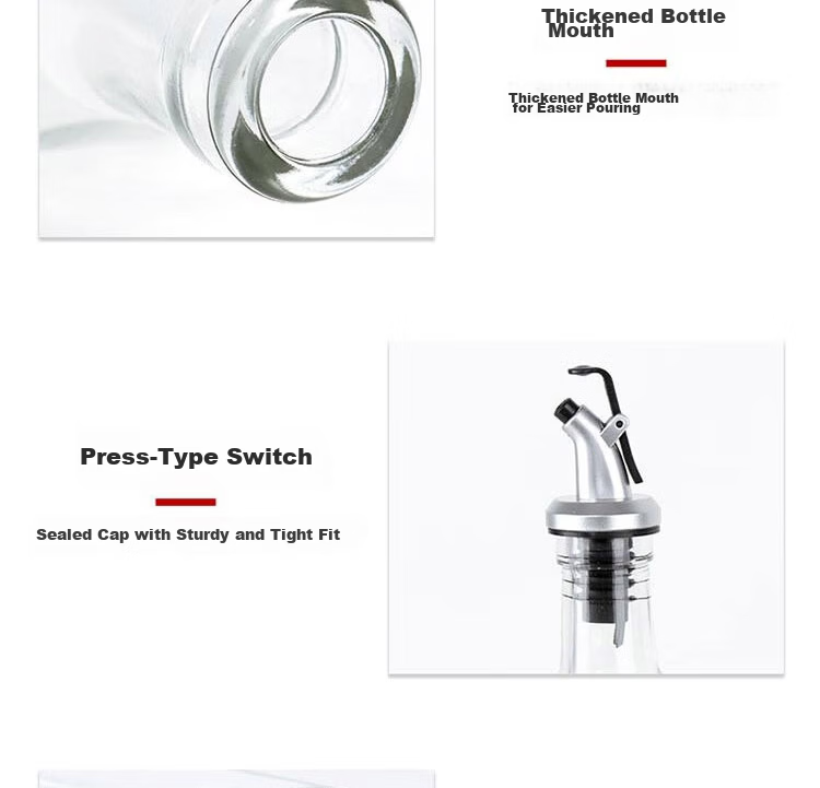 Baijie Glass Oil Bottle Set 500ml*2 Dustproof Leakproof Kitchen Condiment Soy Sauce Oil Dispenser Bottles 16