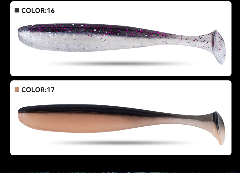 Guowangliya Soft Bait with T-Tail, Freshwater Mandarin Fish Bait, Lead Head Hook, Bottom Fishing for Bass And Snakehead, Artificial Bait, 6.3cm/02 Color/16 Pieces 12