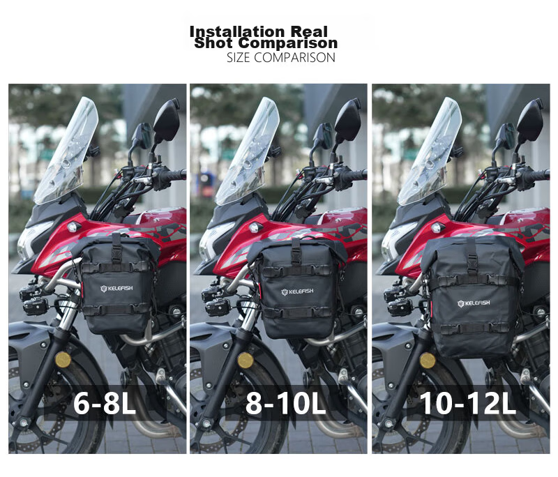 KELEFISH Motorcycle Guard Edge Protective Reflective Side Bag Waterproof Travel Hanging Bag Carbon Fiber 8-10*1 2