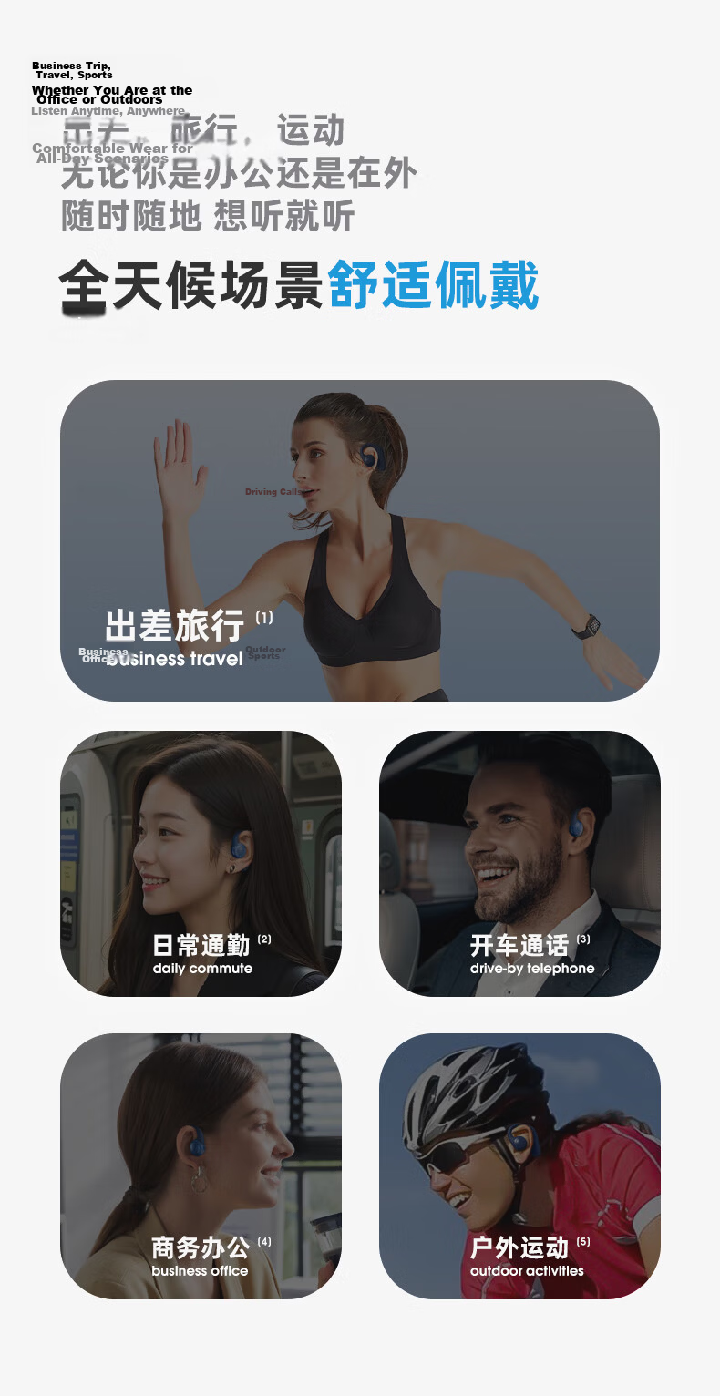 SHINECON QH-003 Open Bluetooth Bone Conduction Earphones Open-Ear Sports Headphones Noise Cancelling Running Cycling Earbuds Huawei Apple Birthday Gift 9