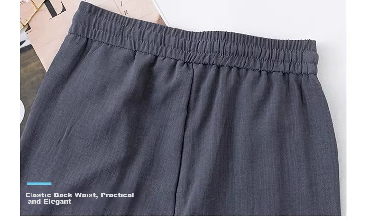 La Chapelle Women's High-Waist Straight-Leg Pants Summer Ice Silk Thin Cool Draped Slim Casual Trousers Black XL 7