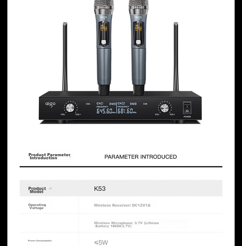Aiguozhe K55 Microphone, Dual-Channel Handheld Conference U-Segment Stage Anti-Interference Anti-Loudness Speech Training Broadcasting Professional Stage Wedding Performance 20