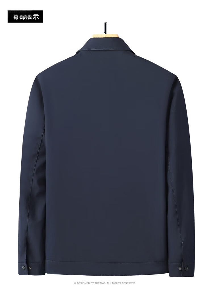 TUCANO Men's Business Casual Jacket, Turn-down Collar Executive Coat, Fashionable Versatile Windproof Comfortable Top, Navy Blue L 14