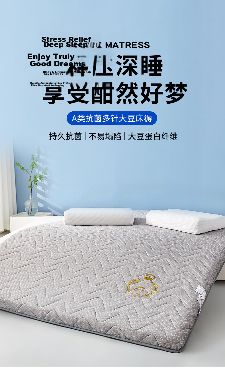 MUJI Grade A Soybean Mattress Pad Cover 6cm Thick Non-Slip Foldable Bedding for Home All Seasons 1.2x2m Bed 1