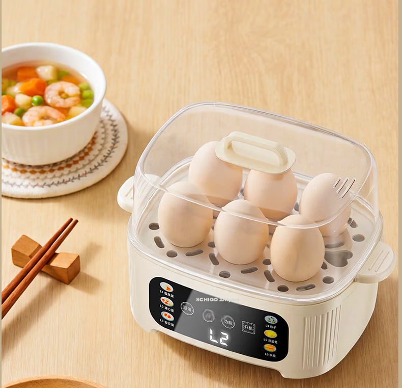 CHIGO Egg Cooker Double-Layer Steamer Smart Timer Auto Power-Off 2026 Model Breakfast Steamed Egg Machine JPZDQ859 8