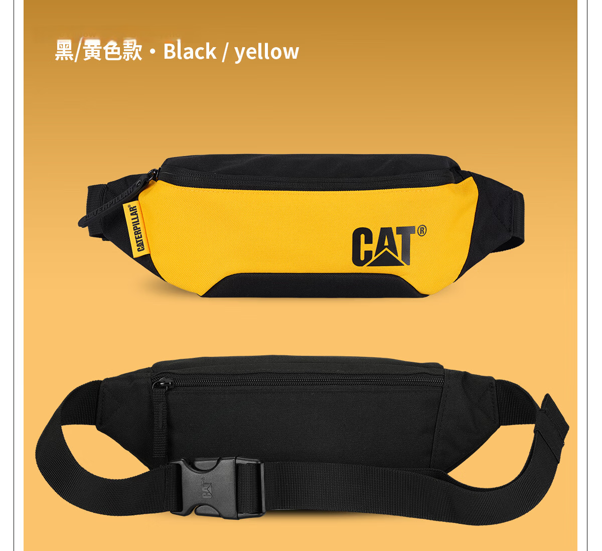 CAT Waist Bag Chest Bag Phone Bag Crossbody Outdoor Lightweight Sports Shoulder Bag Trendy Men's Gift Black 83615 14
