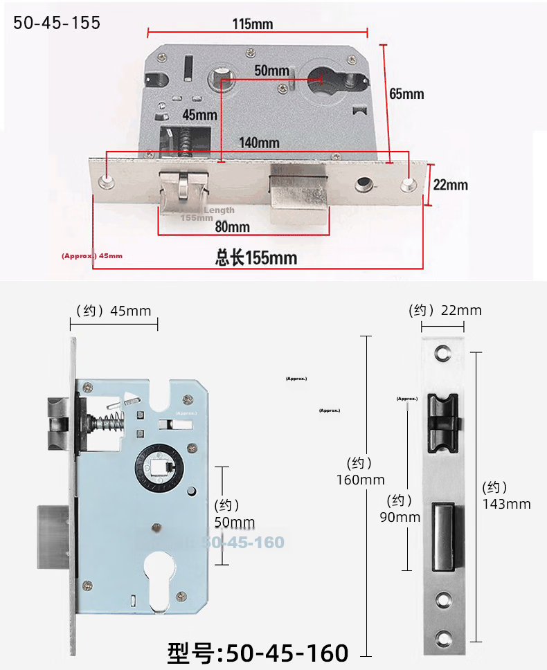HOTUN Door Lock for Indoor Bedroom Doors, Adjustable Size, Suitable for Bathroom Solid Wood Doors, Universal Handle KTS01-160 11