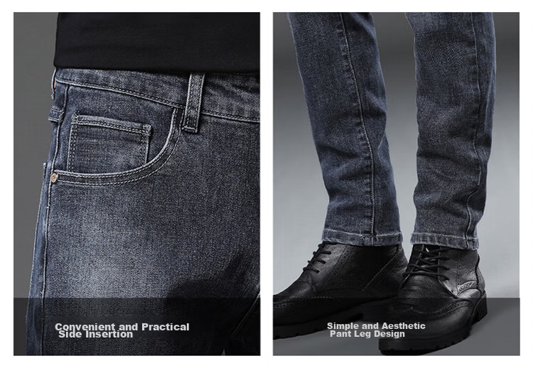 JEEP SPIRIT Men's Jeans Autumn Korean Style Trendy Straight Slim Fit Pants Blue Gray 31 6