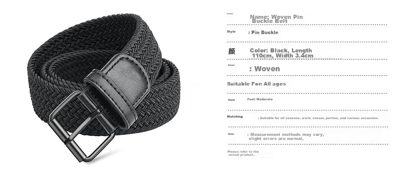 Half Cigarette Canvas Elastic Waist Belt Men No-Hole Woven Military Training Belt Gift 3