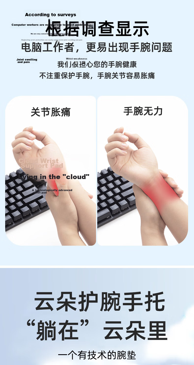 WOMT Womo Keyboard Handrest, Leather Memory Foam Wrist Pad, Laptop Wrist Support, Office Gaming Home Writing Mouse Pad for Men And Women, Desk Wrist Protector 1