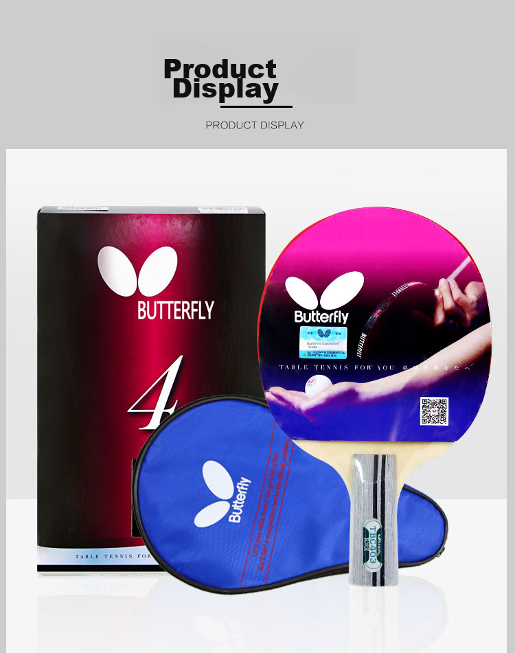 BUTTERFLY Four-Star Table Tennis Racket, Straight Handle, Reverse Rubber And Positive Rubber Combination, Single Racket 403, Includes Racket Case 9