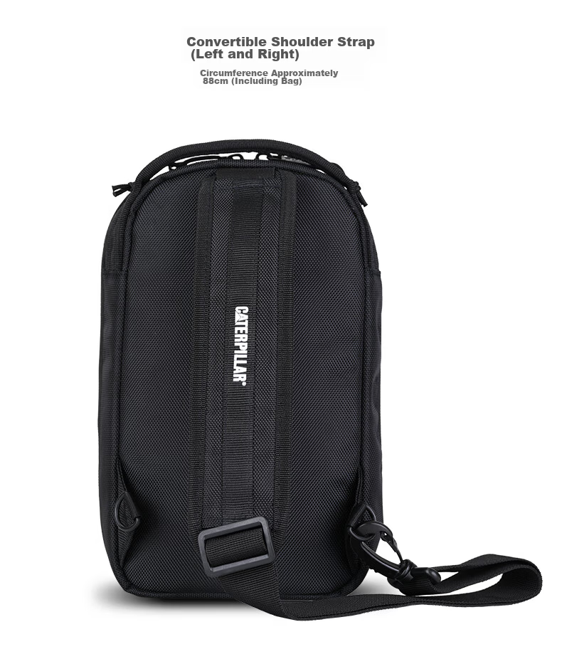 CAT Waist Bag Lightweight Chest Bag Outdoor Small Bag Sports Trendy Vertical Crossbody Shoulder Bag Multifunctional Black 84564 7