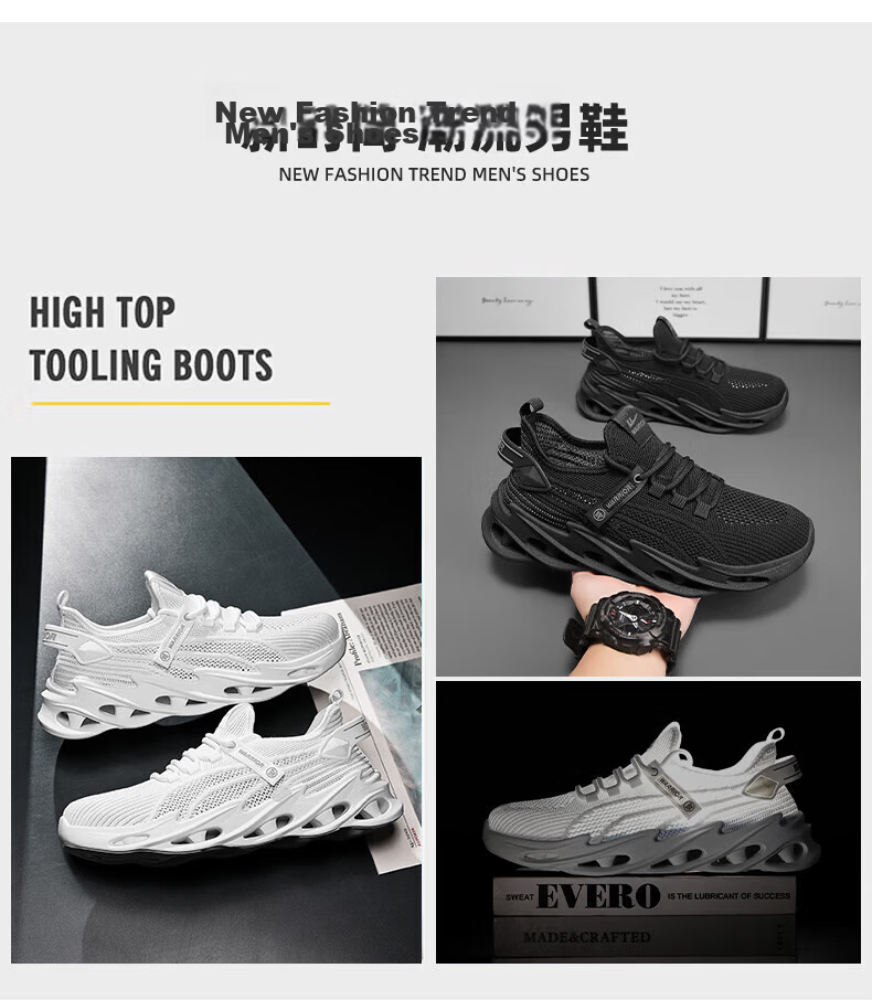 Huili Official Men's Shoes, Spring And Summer 2026 New Style, Breathable Mesh Running Shoes, Lightweight Shock-Absorbing Sneakers for Men, Black 3