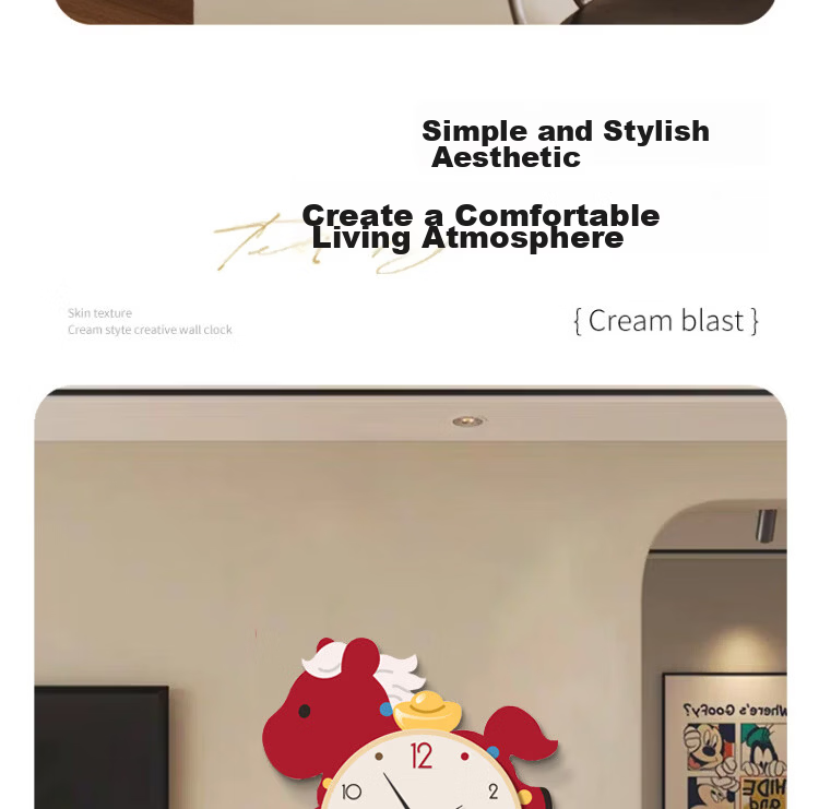Mao Jiujiang No-Drill Cream Style Clock Modern Minimalist Home Dining Room Decorative Clock New Living Room Wall Clock Wall Art 10