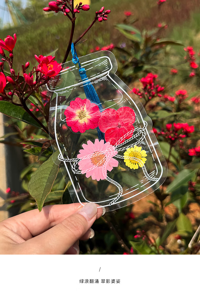 Tianse Transparent Dried Flower Bookmarks Handmade DIY Material Kit Leaf Specimen Laminated Plant Pressed Petals Back to School Set 20 Sheets TS-6132 33