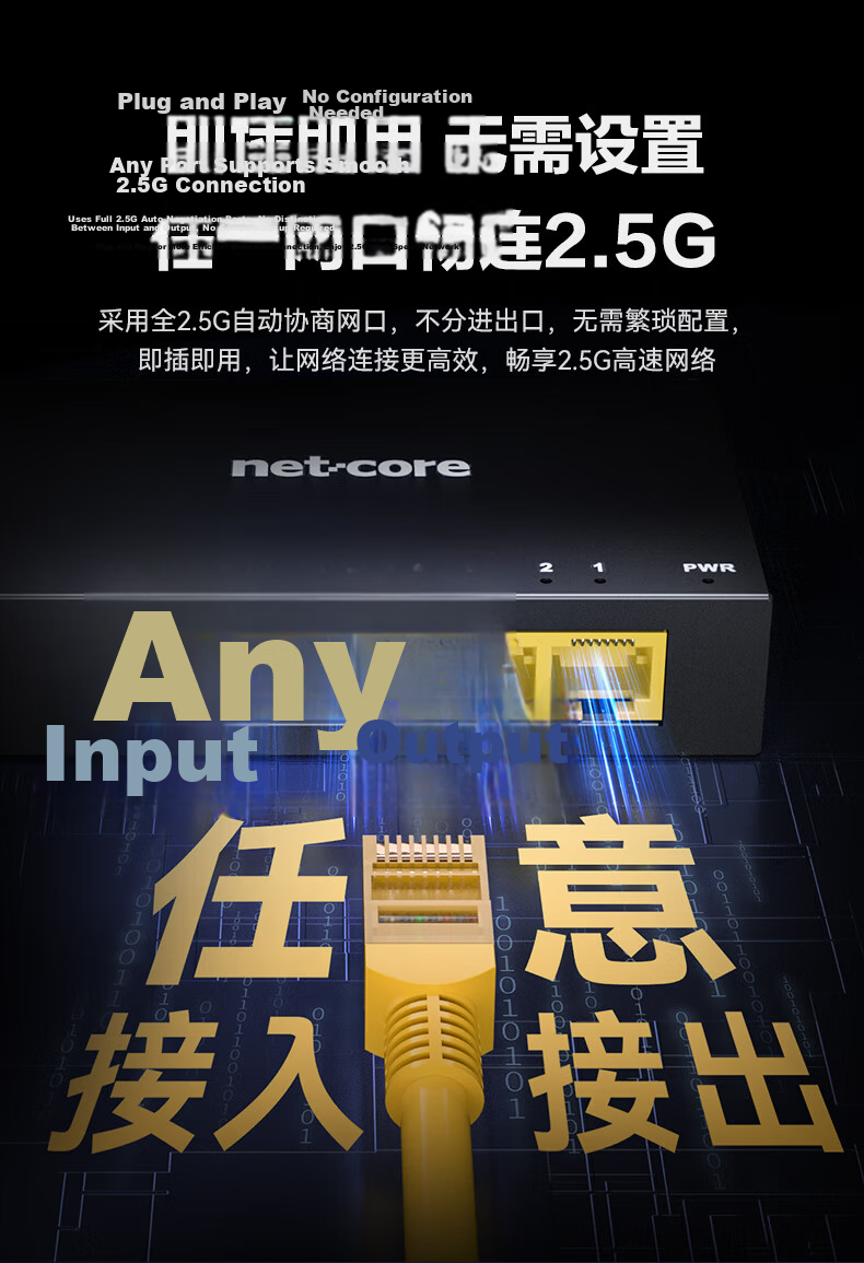 Netcore GS6, 6-Port Managed 2.5G Switch, 4 2.5G Electrical Ports + 2 10G SFP Optical Ports, Gigabit Network Splitter, Supports VLAN Link Aggregation/NAS Optical Modem 7