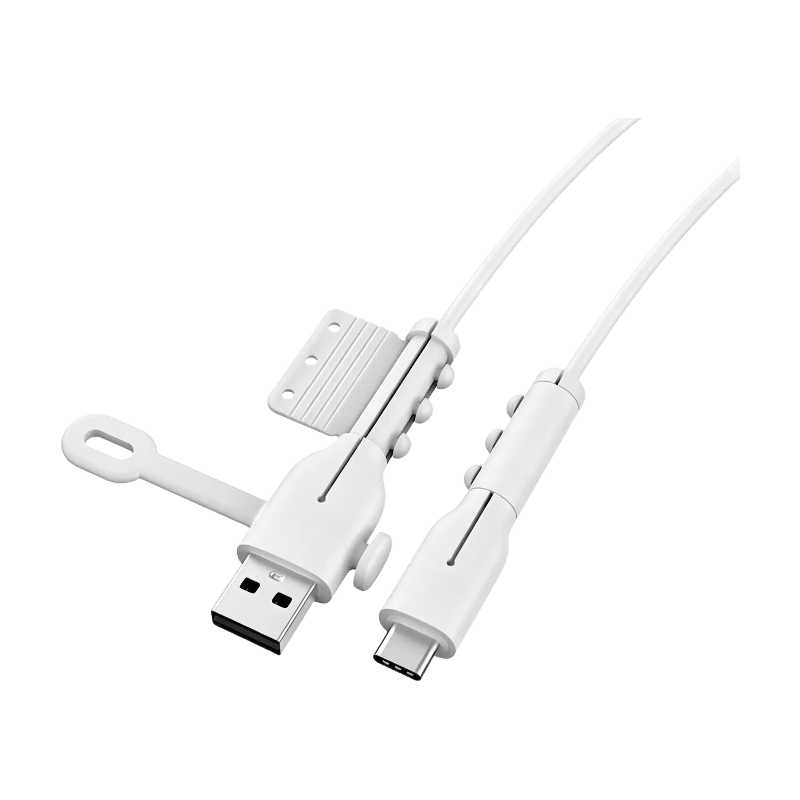 Dipuer Fourth Generation Android Data Cable Protector, Silicone Anti-Breakage Dust-Proof Wire Protector, Cable Wrap, Clip Connector Protector, Universal USB, White