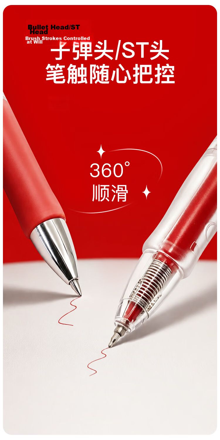 Comix 0.5mm Red Gel Pen Set for Teachers and Students, 5pcs/Box, Model EB67 8