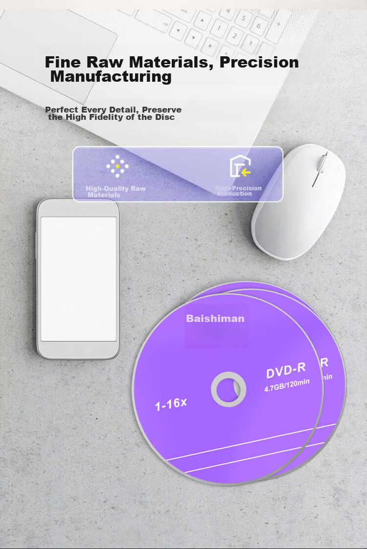 Baishiman DVD Discs/DVD+R Blank Discs for Home, Business, And Office Use, 10 Pieces in A Barrel, Stable Recording 5