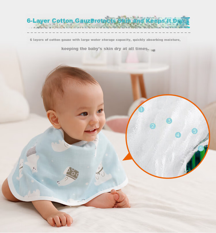 Xiqinbao Baby Burp Cloth, 6-Layer Gauze, Newborn Bib, Baby Cloud Pillow [2-Pack Class A], Blue 7