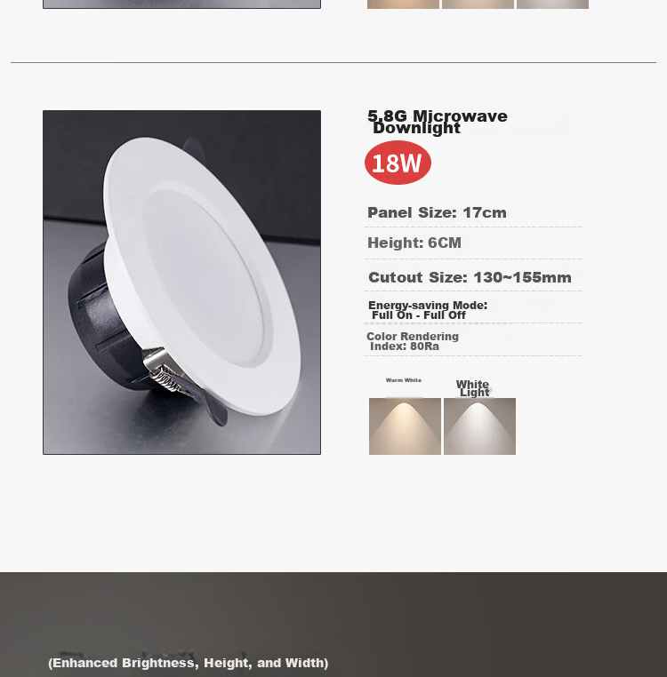 Foshan Lighting (FSL) LED Radar Motion Sensor Recessed Microwave Sensor Downlight 5.8G 5.5W Warm White (4000K) 5