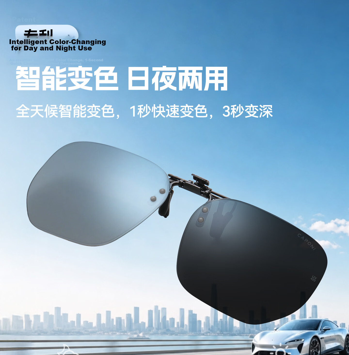 CAPONI Polarized Clip-On Sunglasses for Men, Prescription Compatible, Anti-Glare, UV Protection, Driving Sunglasses 11