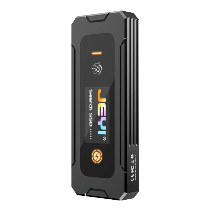 JEYI M.2 NVMe/SATA Smart Display SSD Enclosure Type-C 3.2 10Gbps Full Aluminum CNC Compatible with Desktop Laptop Apple Android Phones