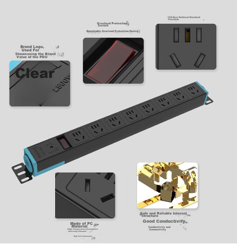 Kyfen PDU Desktop Gaming Cabinet Power Strip/power Bar/power Outlet Strip/power Extension Cord, 10A 6-Outlet Master Control, Total Length 3 Meters, Dual Switches 6