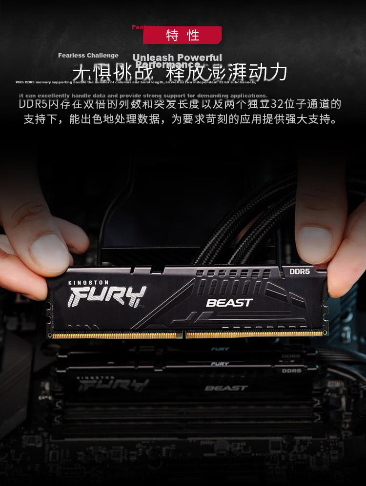 Kingston FURY 64GB (32G×2) Kit, DDR5 5200, Desktop Memory Module, Beast Series, HyperX 3