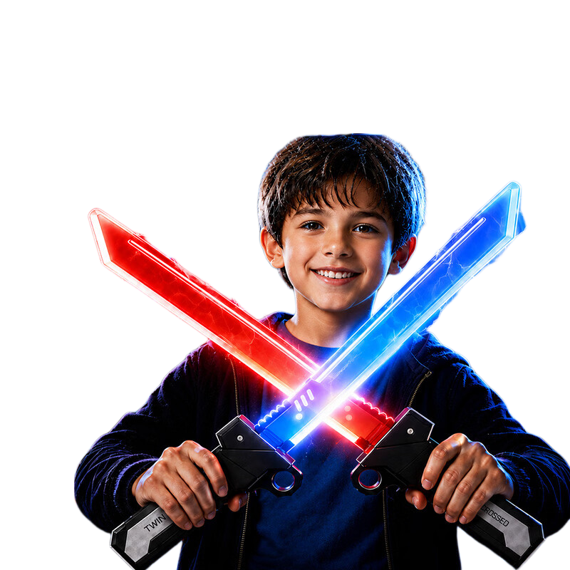 Kingstan Plug-in Glowing Double-Blade Lightsaber Toy Sword Retractable Torrent for Boys Ages 7-14 Birthday Children's Day Gift