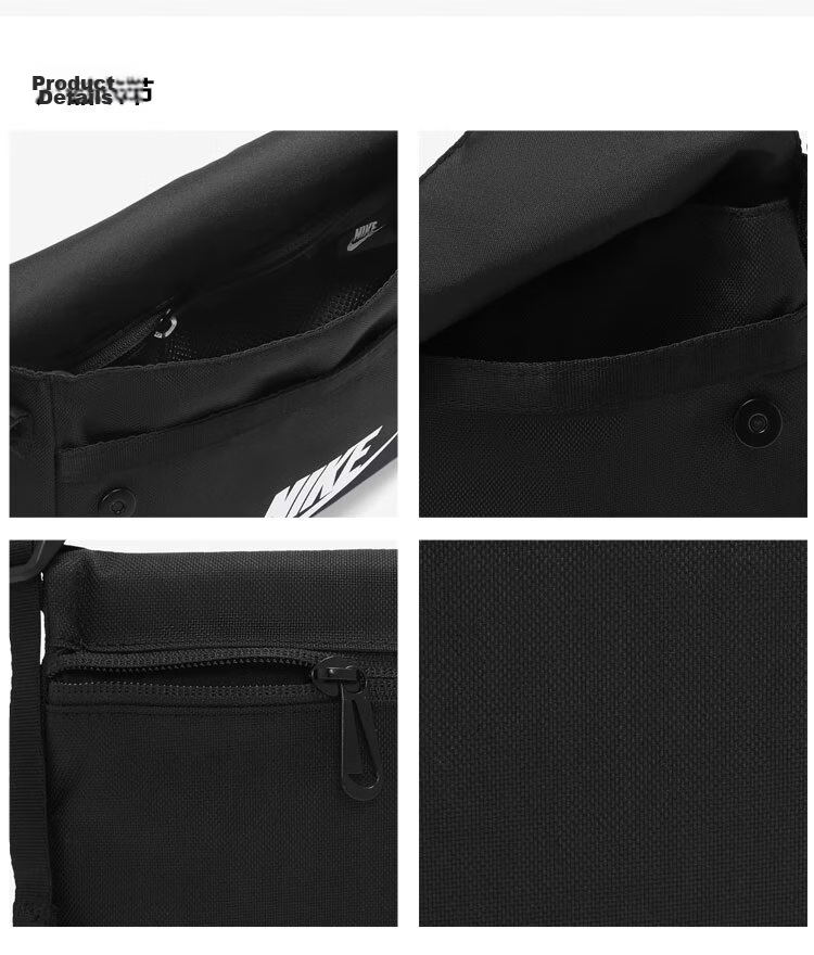 NIKE Unisex Crossbody Bag Shoulder Bag Handbag Travel Casual Bag CW9300-010 Black MISC 6