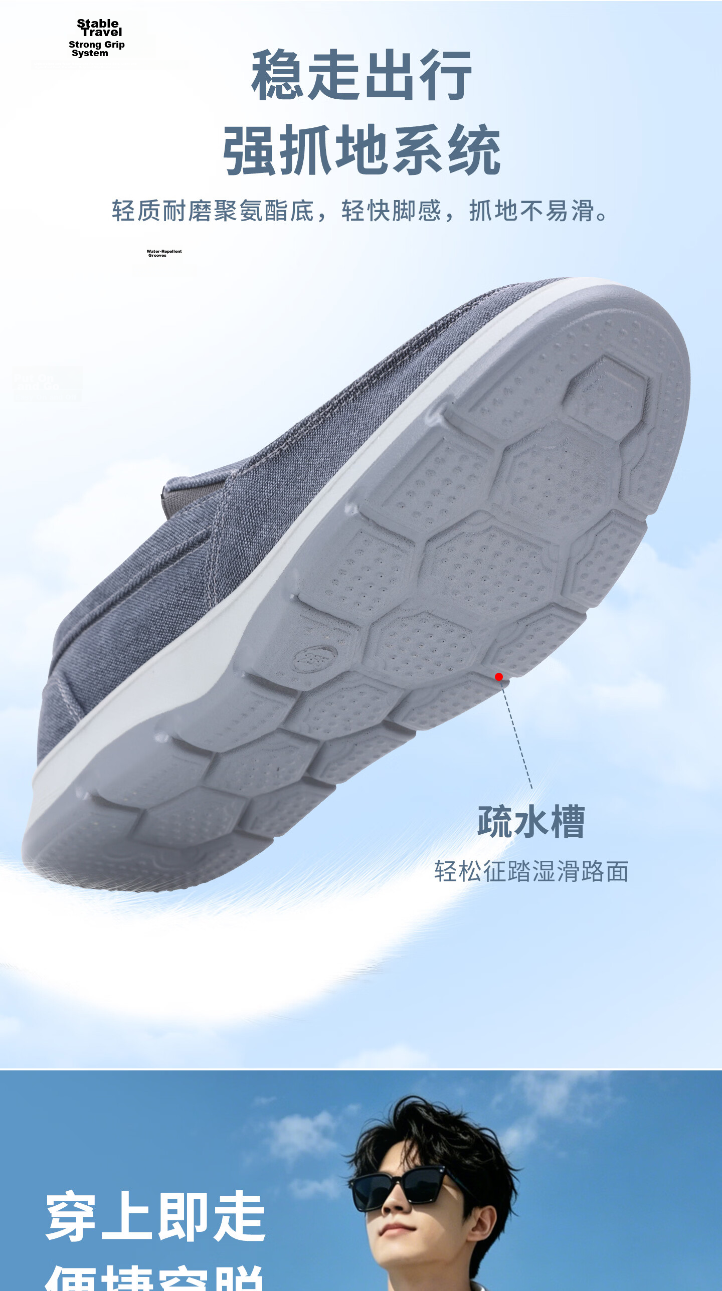 Bushe Yuan Old Beijing Cloth Shoes Men Youth Breathable Casual Slip-On Canvas Shoes Dad Shoes 411-1728 Blue Size 46 10