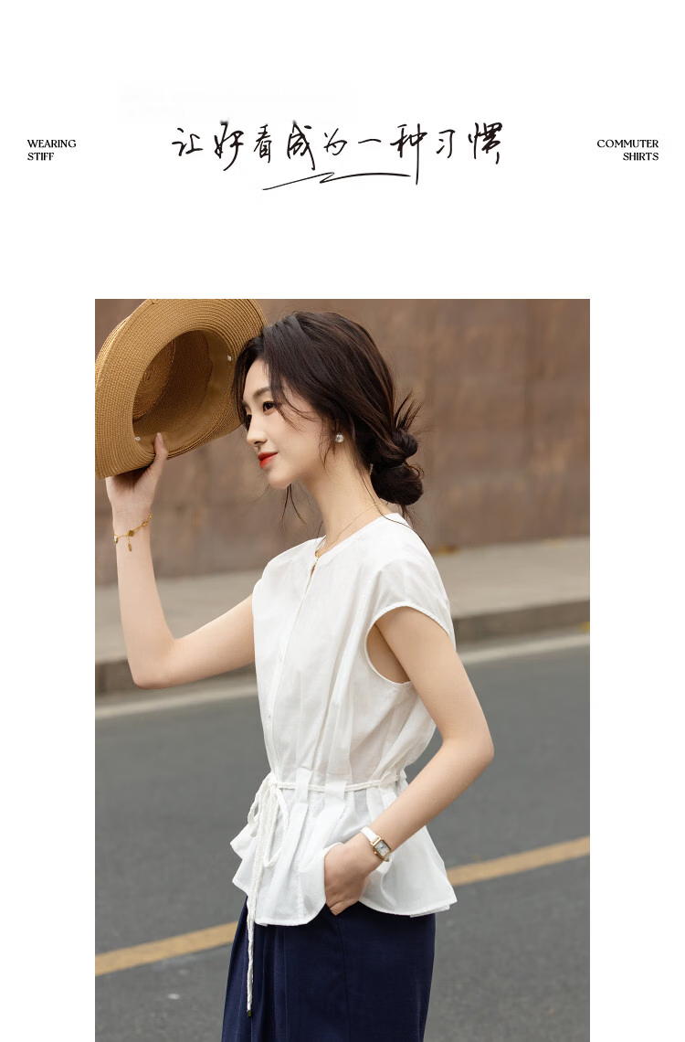 Demana [Ramie Lyocell Blend] Summer Urban High-Waist Twisted Knot Belt Loose Slim Shirt for Women Premium 10