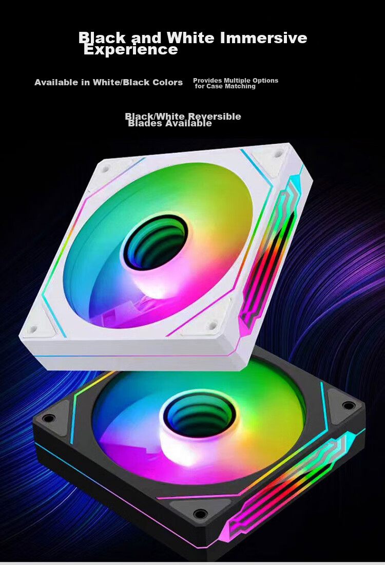 Ziyi Prism 9th Gen Pro PC Case Fan 12cm White Genuine Blade Infinite Mirror ARGB Sync Noise-Reducing Cooling Fan with 8 Anti-Vibration Pads 7