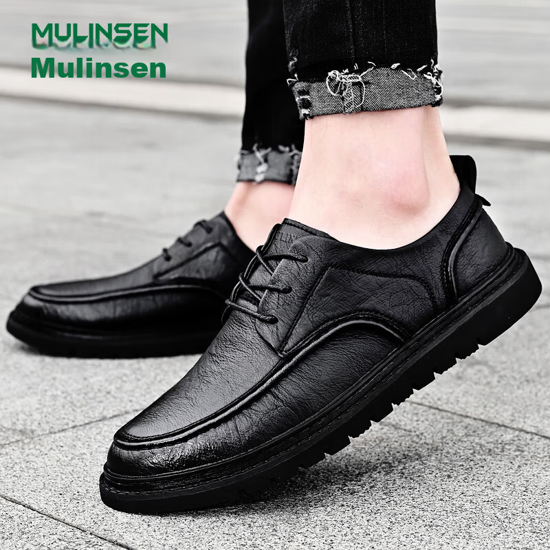 MULINSEN Men's Business Casual Soft Sole Work Dress Shoes Black Size 43 Model 99136