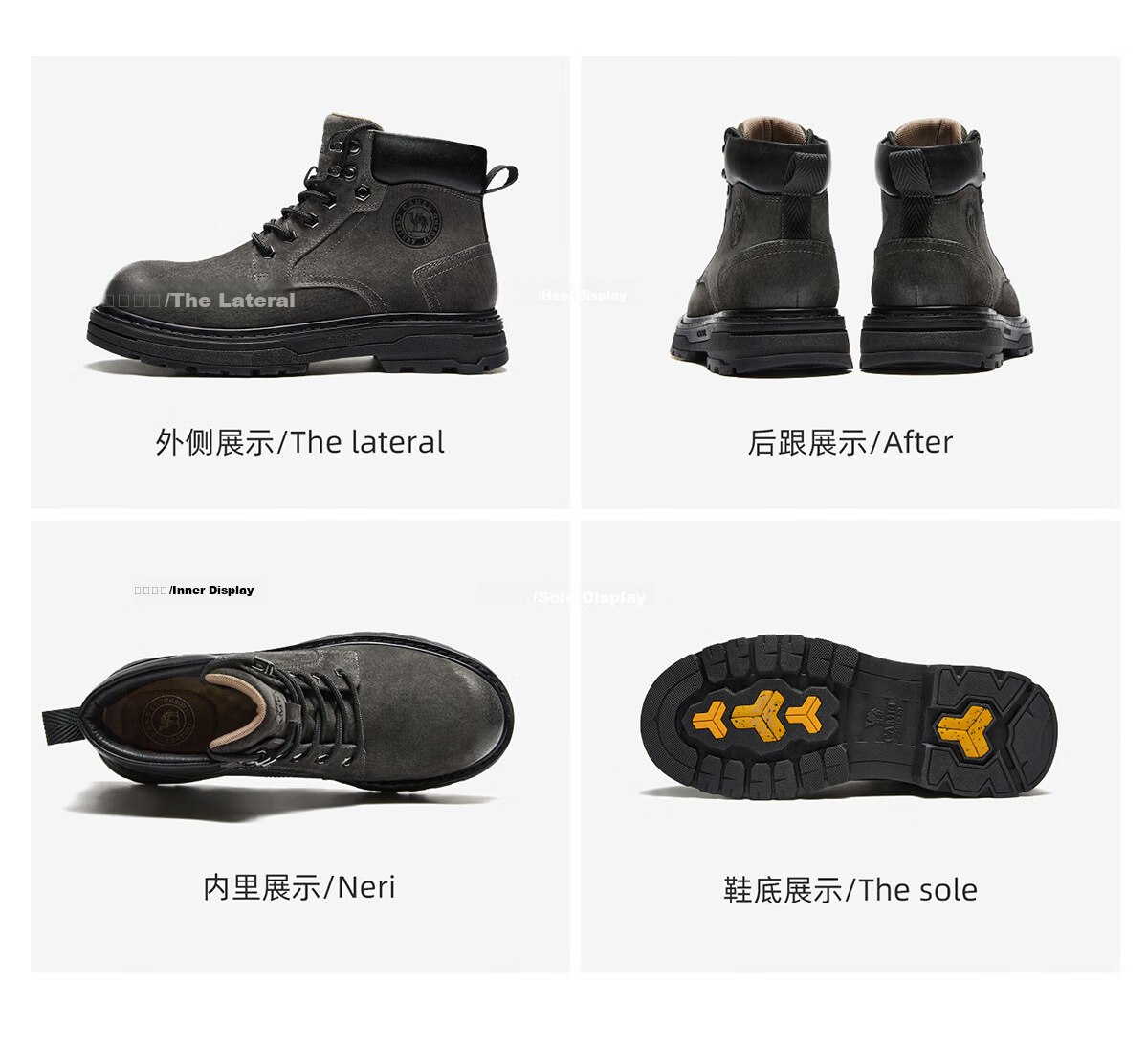 CAMEL Wang Junkai Edition Martin Boots High-top Outdoor Work Yellow Boots Men GE122W7757T Golden Yellow 42 46