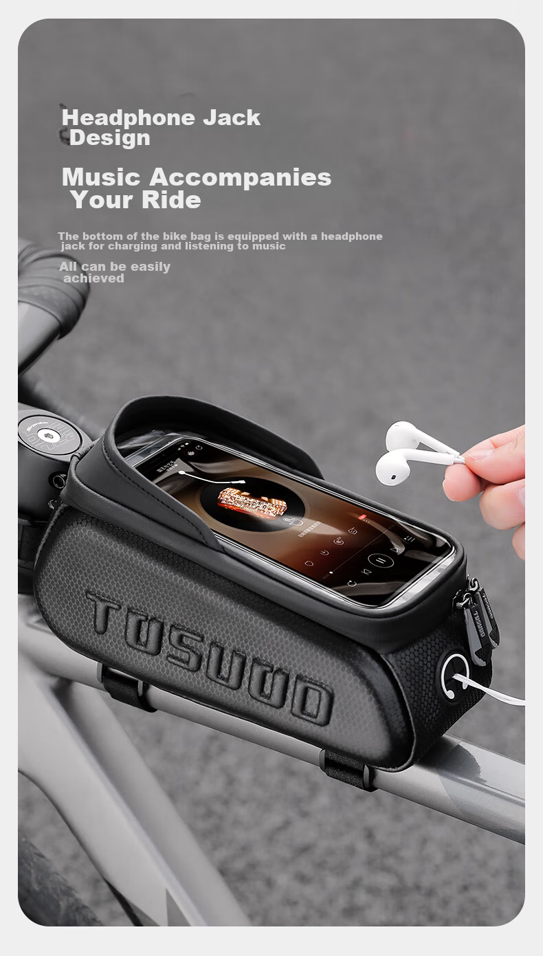 TOSUOD Bicycle Front Frame Bag Phone Tool Storage Bag Mountain Road Bike Top Tube Bag Cycling Gear 2.0L 7