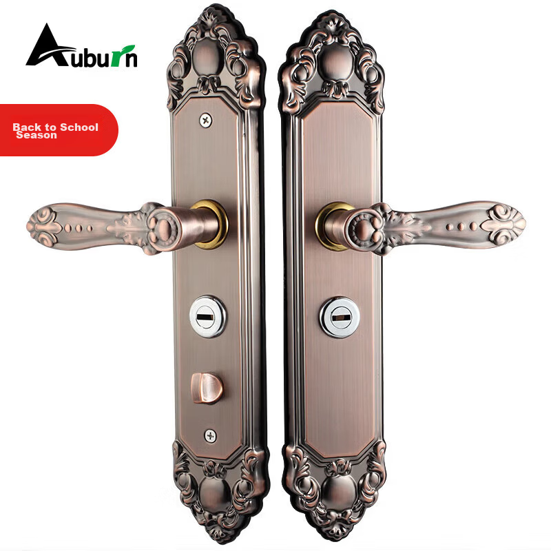 Auburn Door Handle European Style Villa Entrance Security Door Lock Handle 9018 Red (Lock Body and Cylinder Not Included)