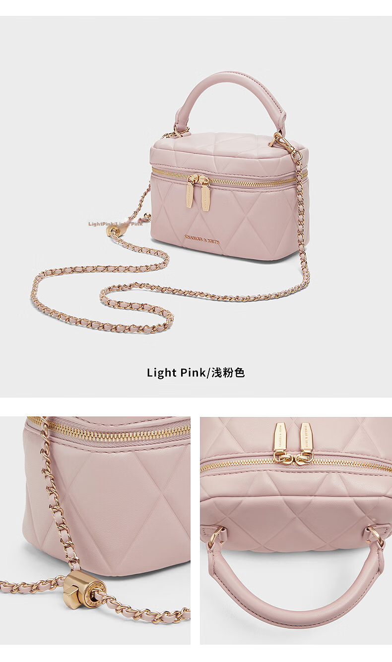 CHARLES & KEITH Quilted Chain Handle Small Square Crossbody Box Bag Women's Birthday Gift CK2-80782534 15