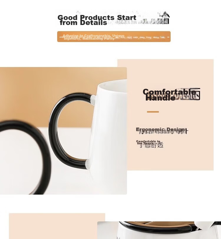 PINYU Mug, Coffee Cup, Ceramic Cup, Aesthetically Pleasing Water Cup, Mid-Autumn Festival Gift with Lid And Spoon, Brewing Cup, Pink Cat Desig 11