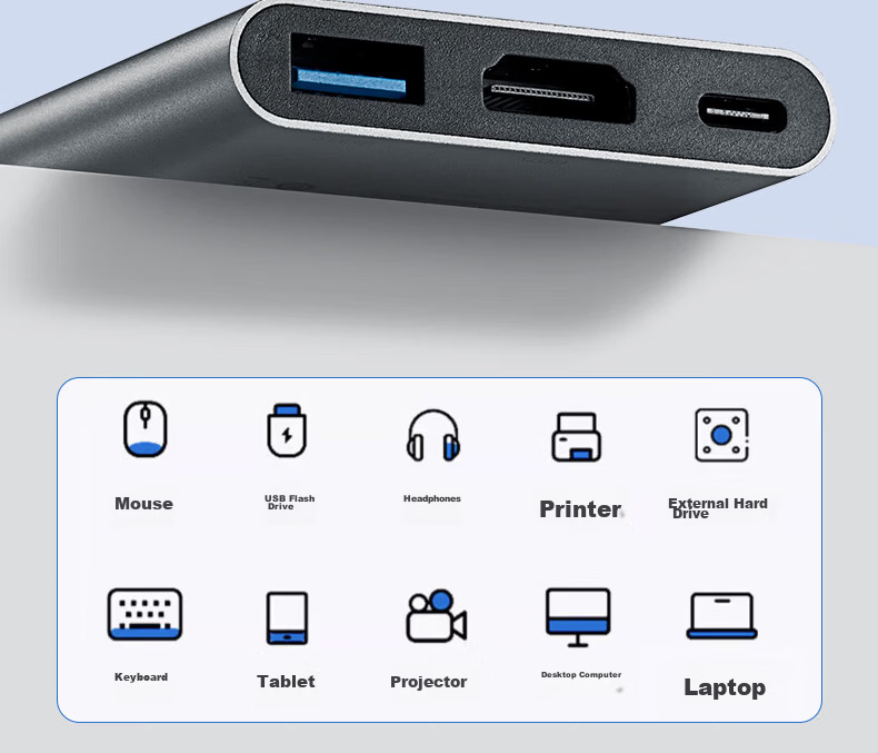 Lenovo Type-C Expansion Dock, USB Hub Splitter, HDMI 4K 60Hz Adapter, PD 100W Laptop Docking Station BY06-H2 (Metal) 7